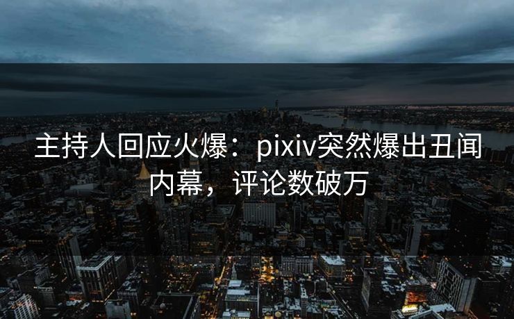 主持人回应火爆：pixiv突然爆出丑闻内幕，评论数破万