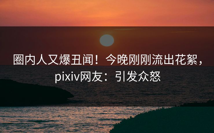 圈内人又爆丑闻！今晚刚刚流出花絮，pixiv网友：引发众怒
