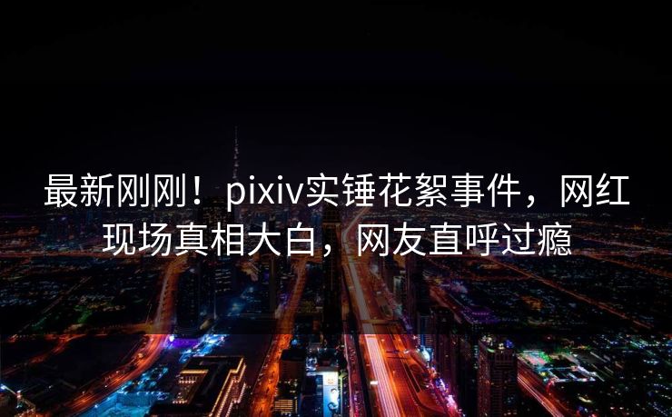 最新刚刚！pixiv实锤花絮事件，网红现场真相大白，网友直呼过瘾