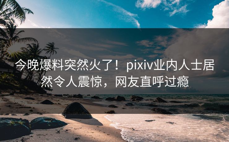今晚爆料突然火了！pixiv业内人士居然令人震惊，网友直呼过瘾