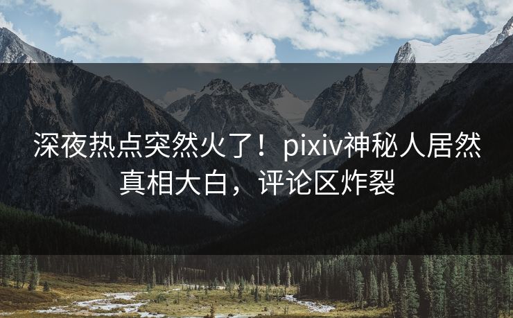 深夜热点突然火了！pixiv神秘人居然真相大白，评论区炸裂
