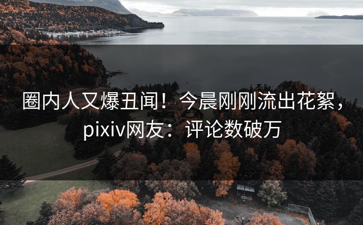 圈内人又爆丑闻！今晨刚刚流出花絮，pixiv网友：评论数破万