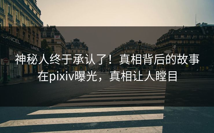 神秘人终于承认了！真相背后的故事在pixiv曝光，真相让人瞠目