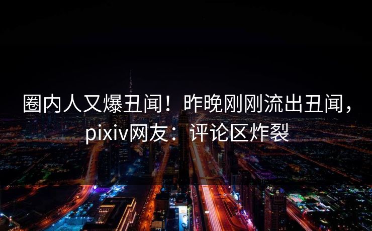 圈内人又爆丑闻！昨晚刚刚流出丑闻，pixiv网友：评论区炸裂