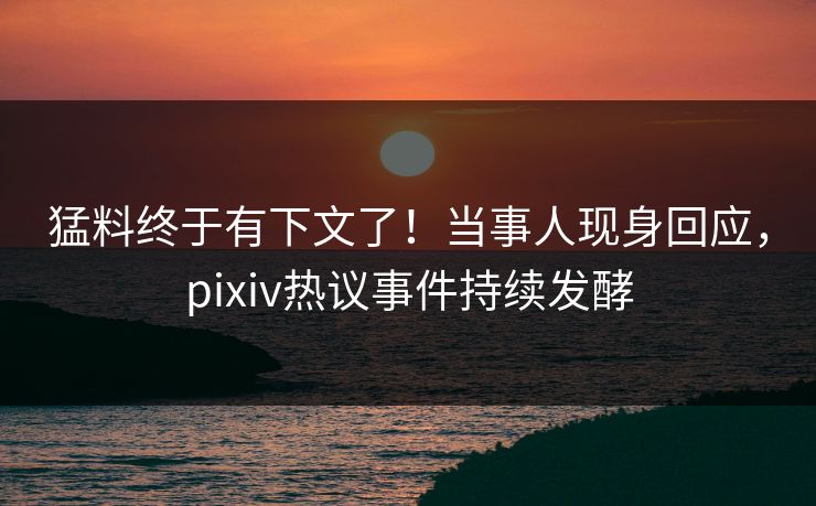 猛料终于有下文了！当事人现身回应，pixiv热议事件持续发酵