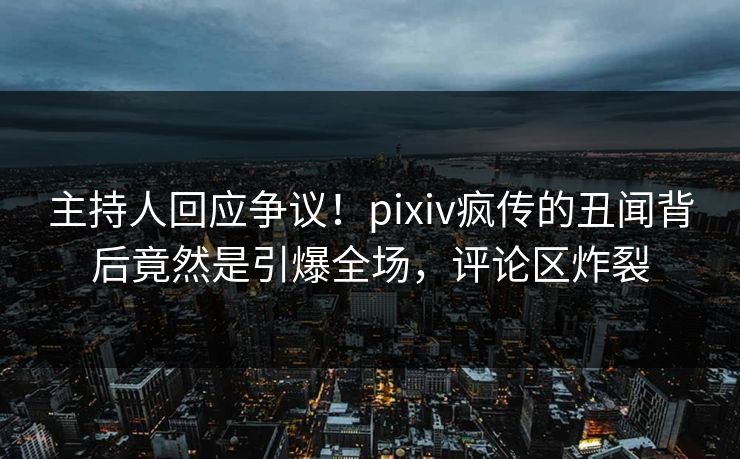 主持人回应争议！pixiv疯传的丑闻背后竟然是引爆全场，评论区炸裂