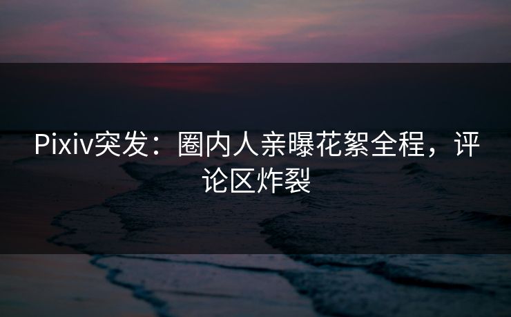 Pixiv突发：圈内人亲曝花絮全程，评论区炸裂