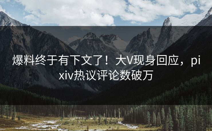 爆料终于有下文了！大V现身回应，pixiv热议评论数破万