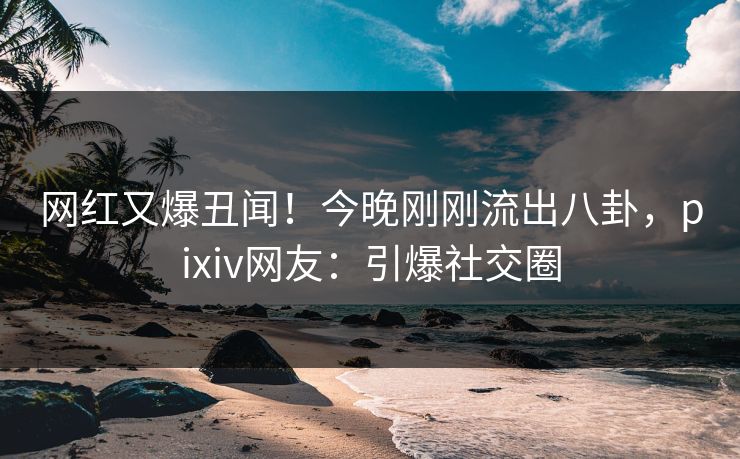 网红又爆丑闻！今晚刚刚流出八卦，pixiv网友：引爆社交圈