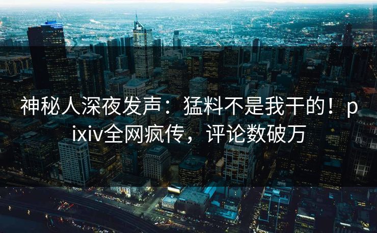 神秘人深夜发声：猛料不是我干的！pixiv全网疯传，评论数破万