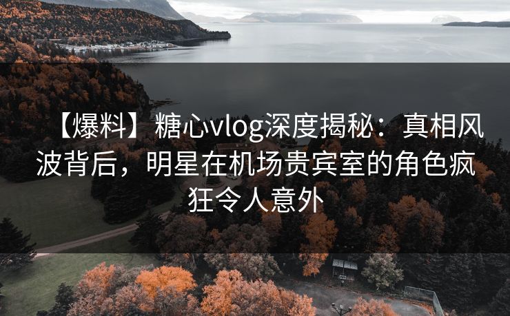 【爆料】糖心vlog深度揭秘：真相风波背后，明星在机场贵宾室的角色疯狂令人意外