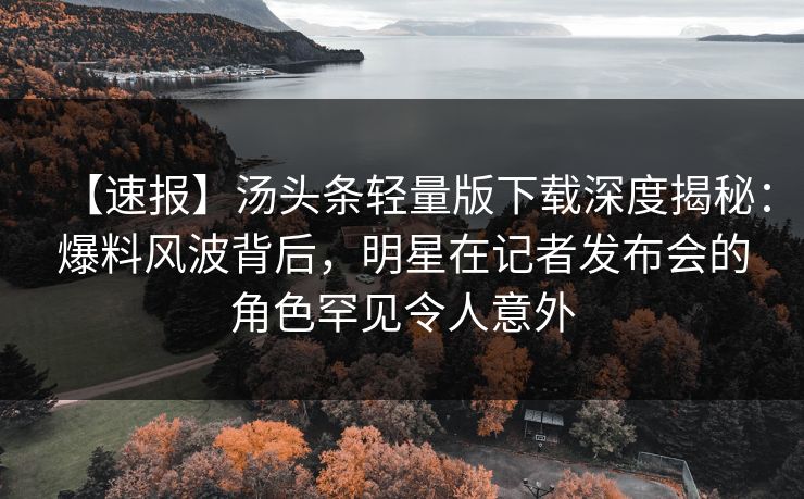 【速报】汤头条轻量版下载深度揭秘：爆料风波背后，明星在记者发布会的角色罕见令人意外