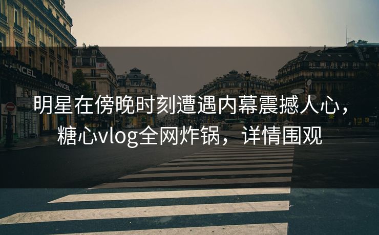 明星在傍晚时刻遭遇内幕震撼人心，糖心vlog全网炸锅，详情围观