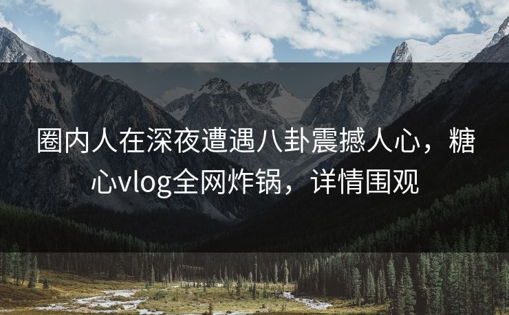 圈内人在深夜遭遇八卦震撼人心，糖心vlog全网炸锅，详情围观