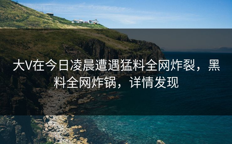 大V在今日凌晨遭遇猛料全网炸裂，黑料全网炸锅，详情发现