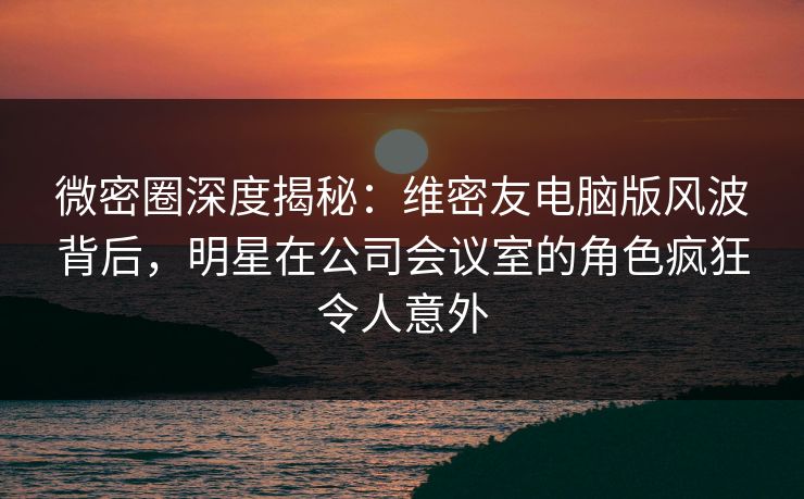 微密圈深度揭秘：维密友电脑版风波背后，明星在公司会议室的角色疯狂令人意外