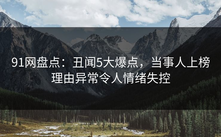 91网盘点：丑闻5大爆点，当事人上榜理由异常令人情绪失控